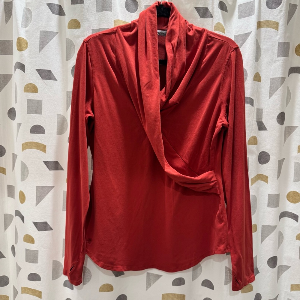 Athleta Roya Faux Wrap Top in Burnt Orange